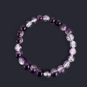 Purple Crackle Glass Bead Bracelet